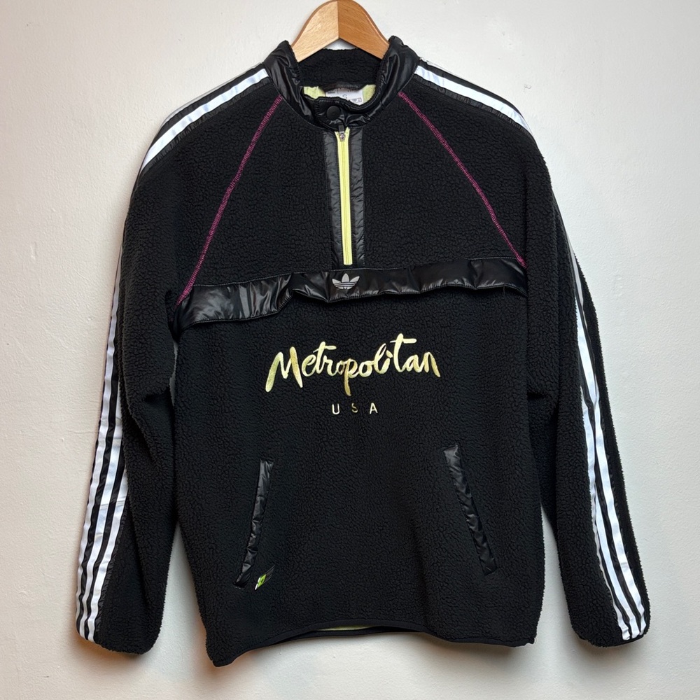 Adidas‎ x Metropolitan Men’s Sherpa Polar Fleece 1/4 Zip Black Yellow Tint Small